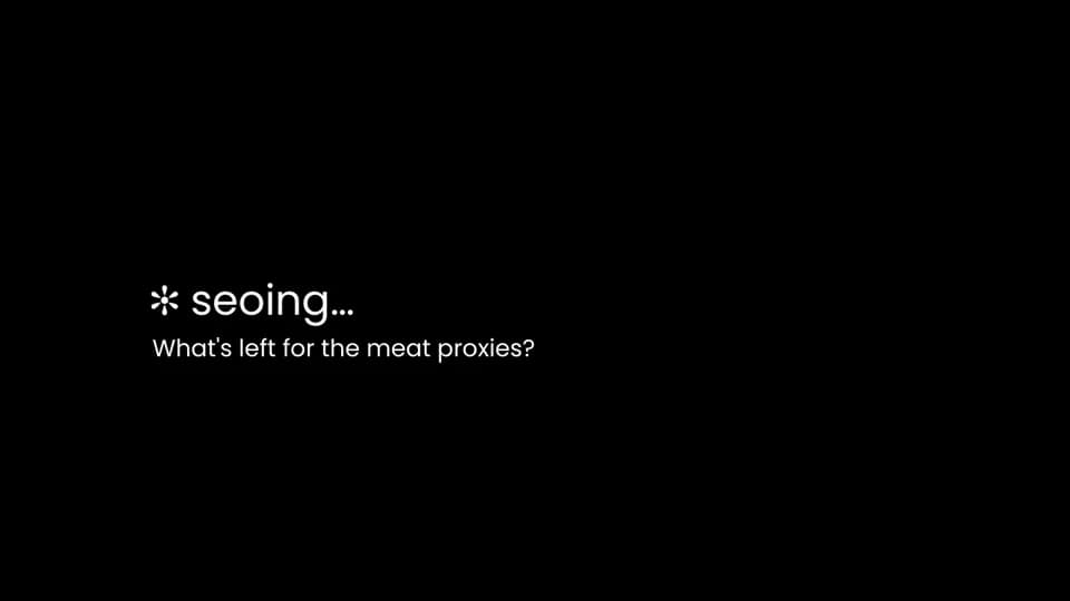 First slide of “✻ seoing… What’s left for the meat proxies?” by Dominik Schwarz