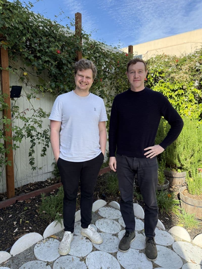 Niklas Buschner and Ethan Smith in Ethan's garden in San Francisco