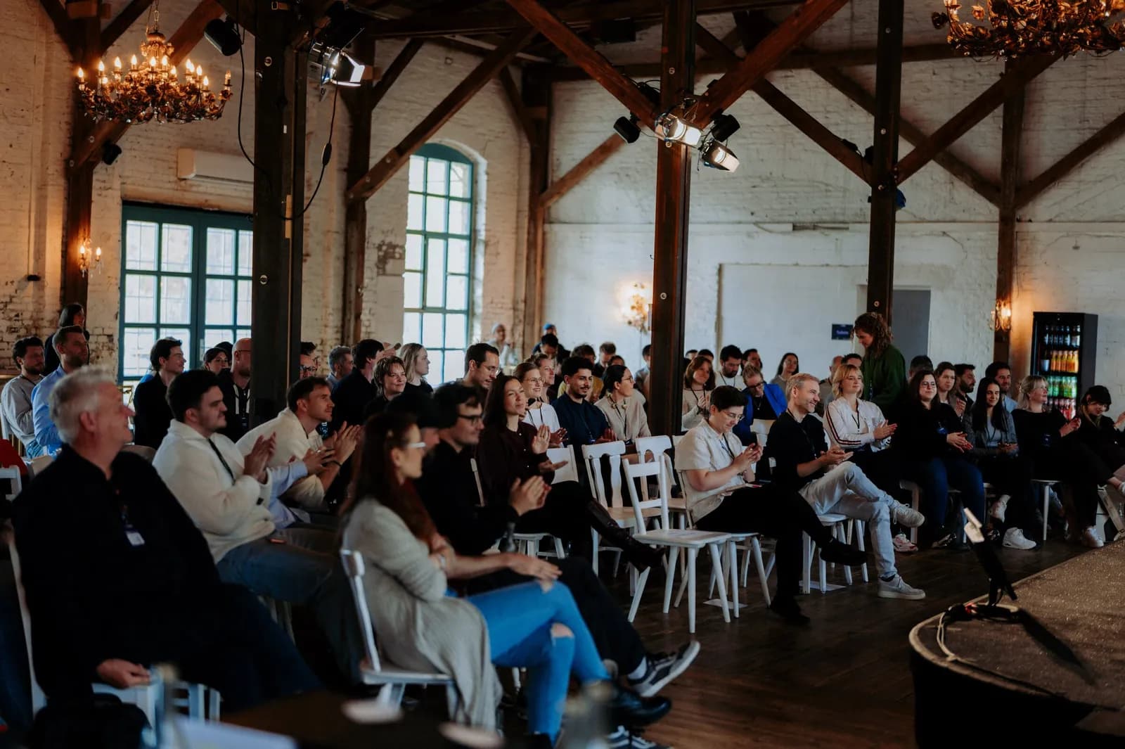 The main hall at von Greifswald during Masters of Search 2026, every seat taken